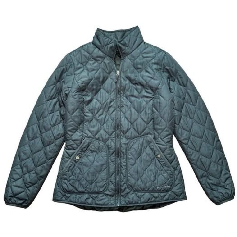 Eddie Bauer Women’s M Quilted Jacket Green Full Zip Lightweight Insulated Coat